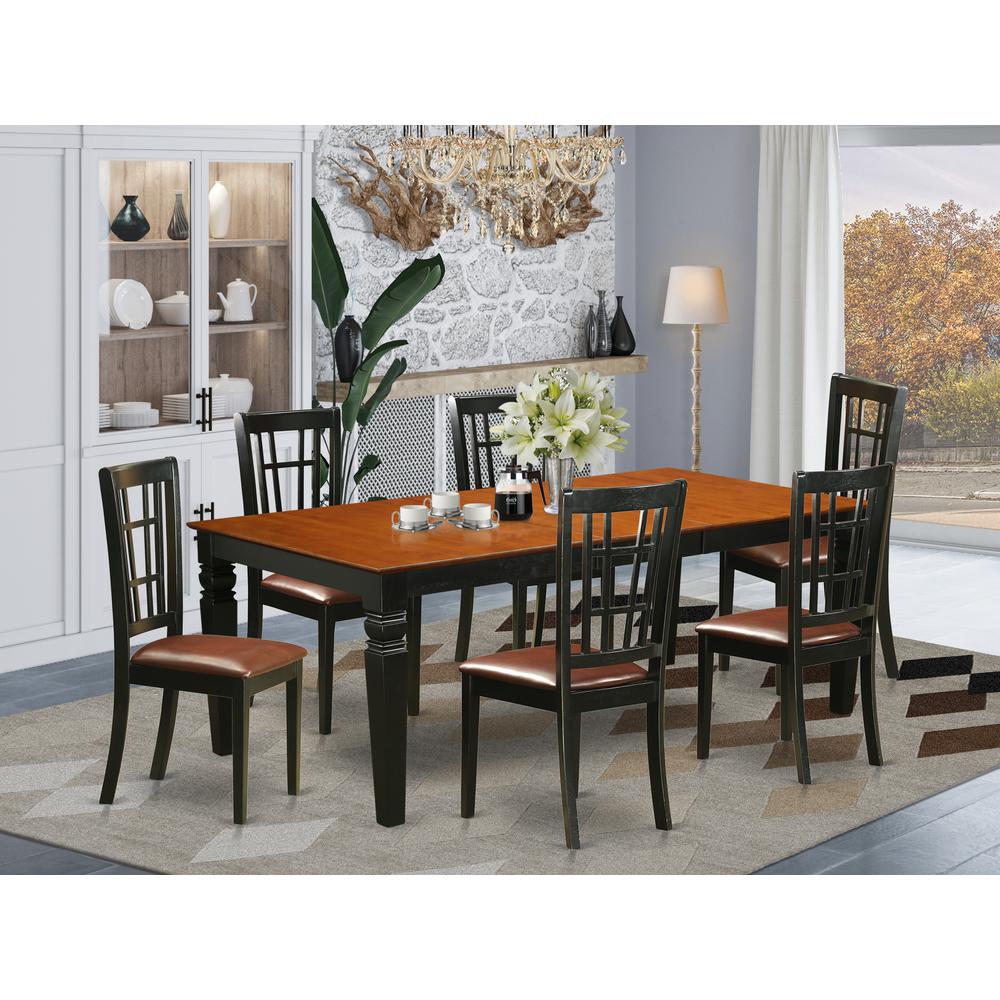7  PC  Dining  room  set  with  a  Table  and  6  Kitchen  Chairs  in  Black  and  Cherry. Picture 4