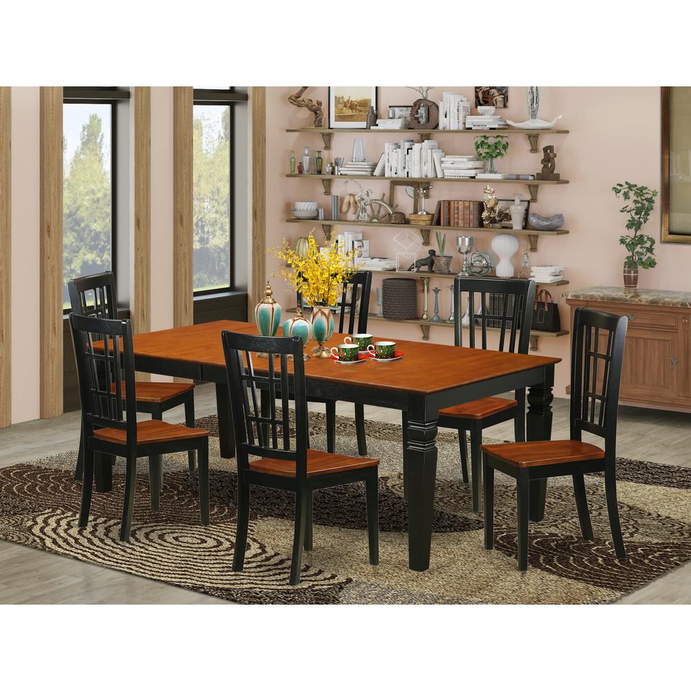 7  PcTable  set  with  a  Dining  Table  and  6  Dining  Chairs  in  Black  and  Cherry. Picture 4