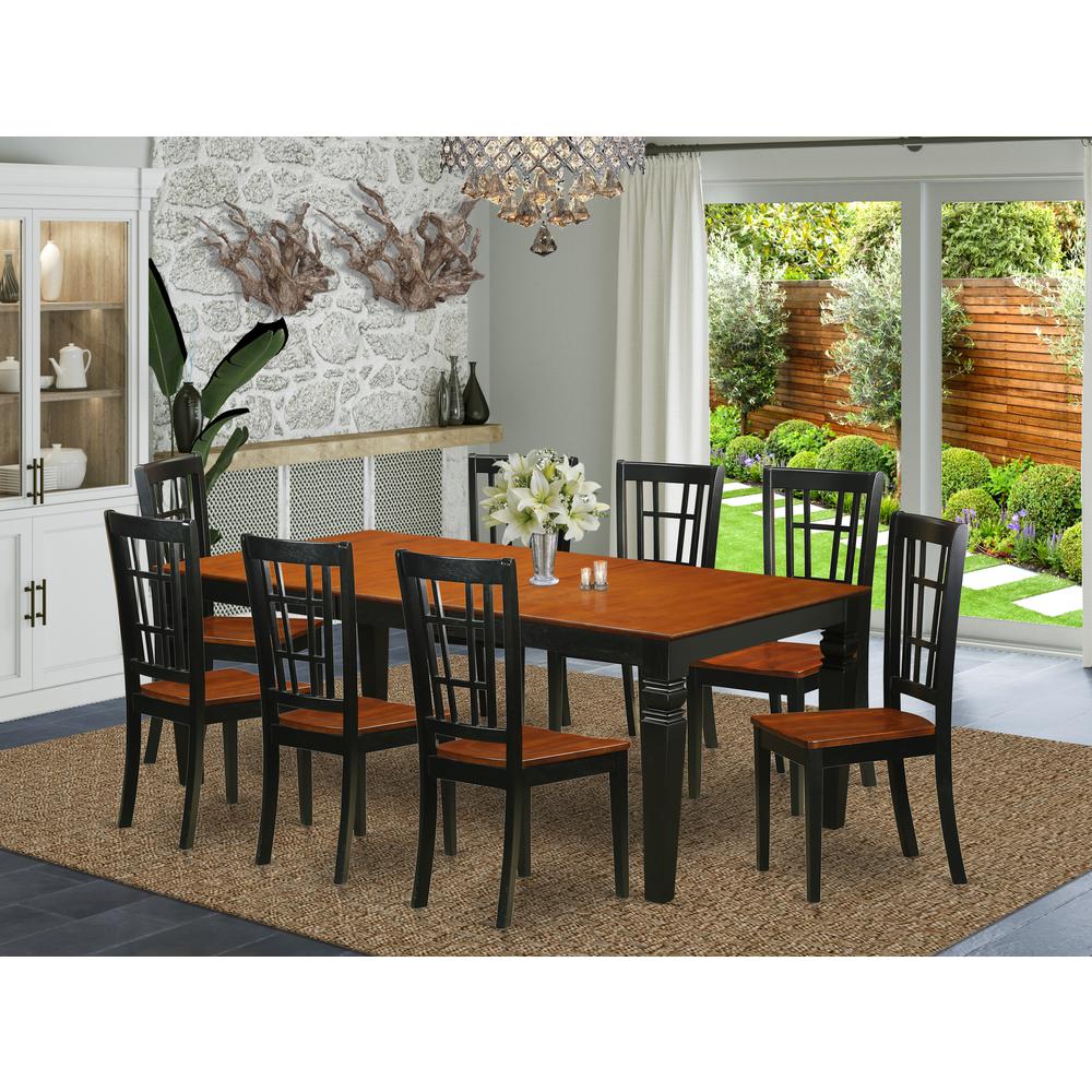 9  Pc  Dinette  set  with  a  Dining  Table  and  8  Dining  Chairs  in  Black  and  Cherry. Picture 4