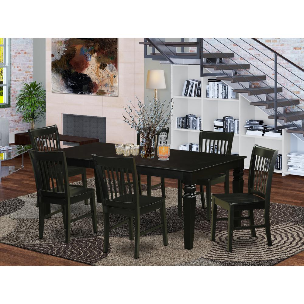 7  Pc  Dining  Room  set  with  a  Dinning  Table  and  6  Wood  Dining  Chairs  in  Black. Picture 4