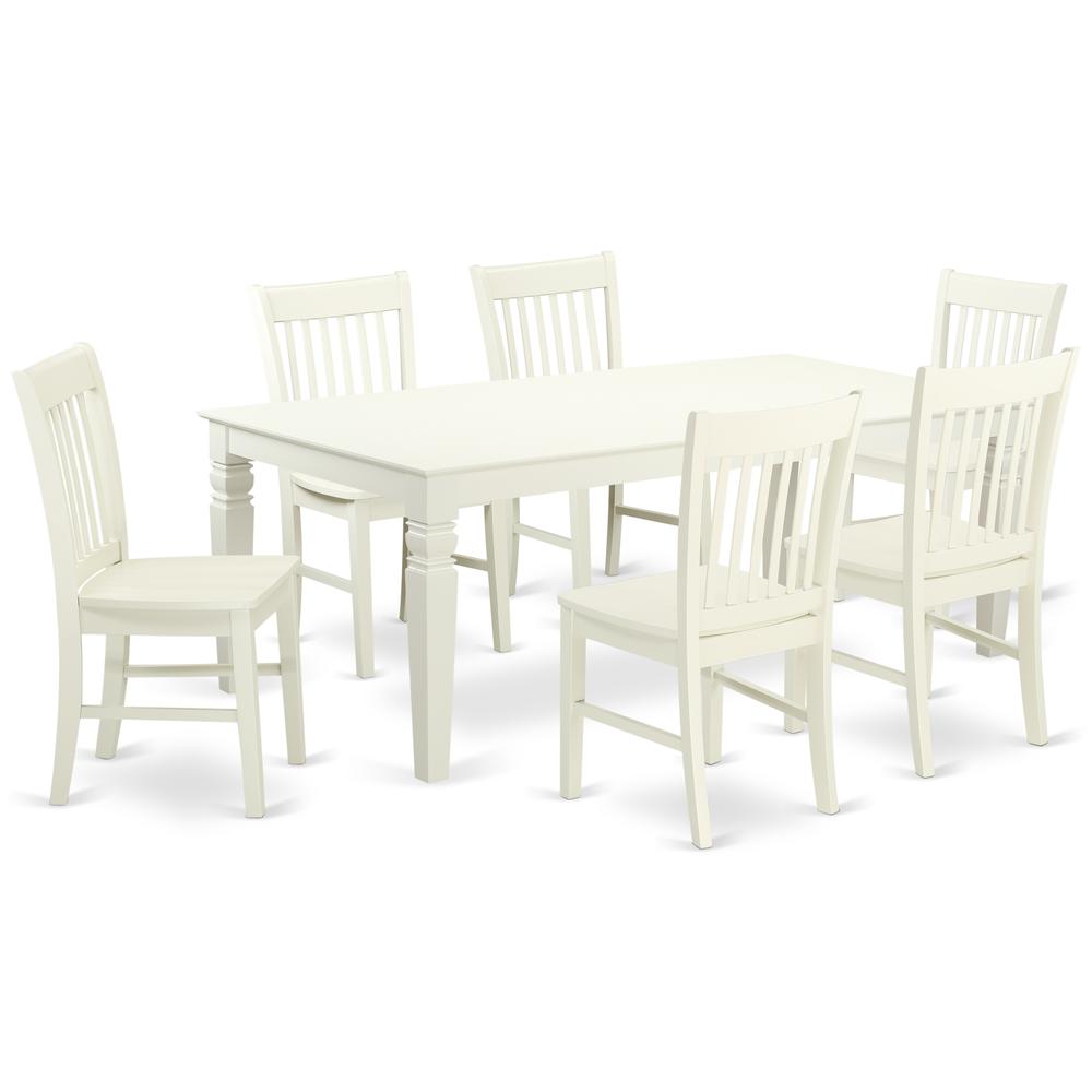 Dining Room Set Linen White, LGNO7-LWH-W. Picture 1