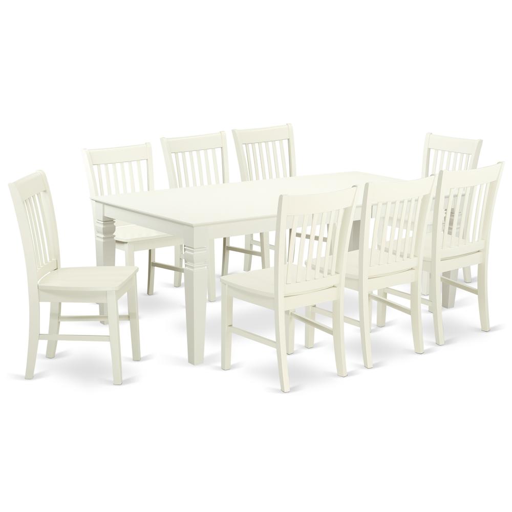 Dining Room Set Linen White, LGNO9-LWH-W. Picture 1