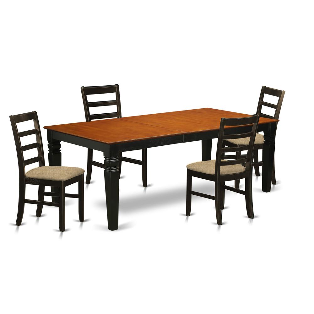 LGPF5-BCH-C 5 PC Dinette Table set with a Dining Table and 4 Dining Chairs in Black and Cherry. Picture 1