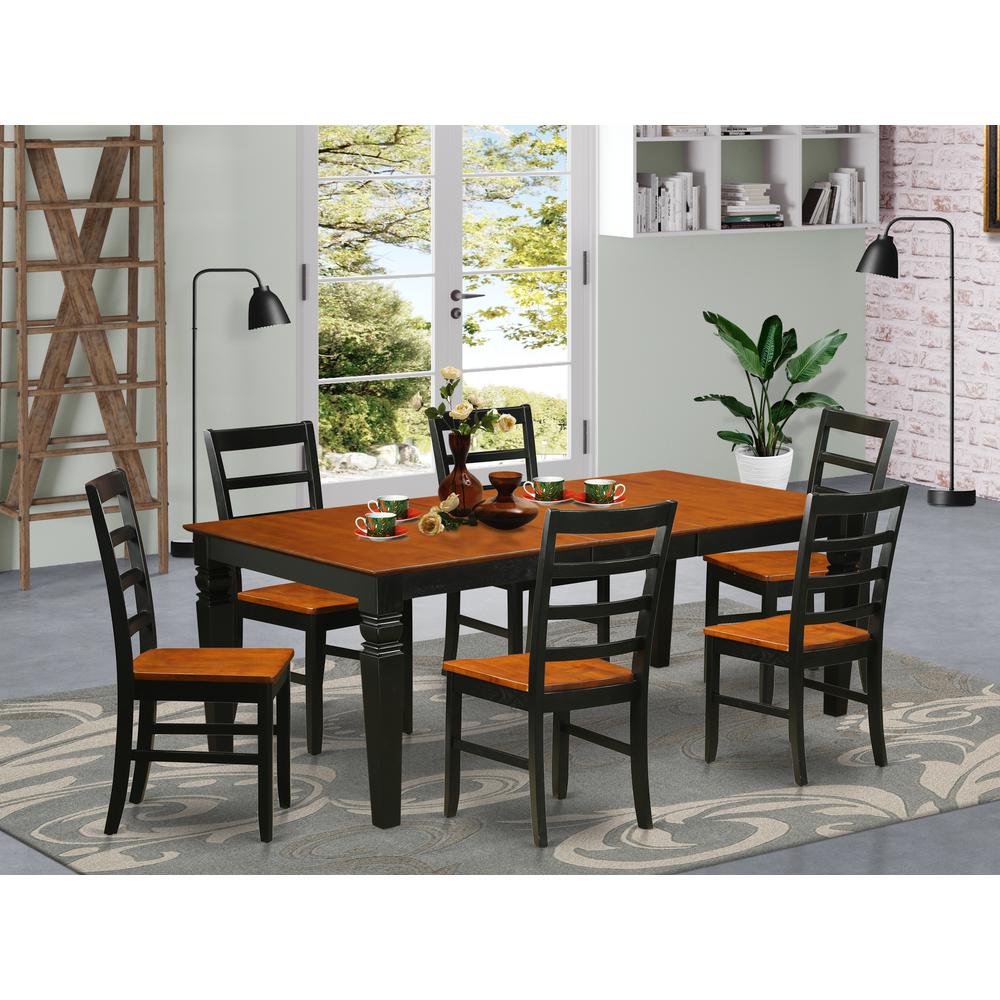 7  PC  dinette  set  with  a  Dining  Table  and  6  Kitchen  Chairs  in  Black  and  Cherry. Picture 4