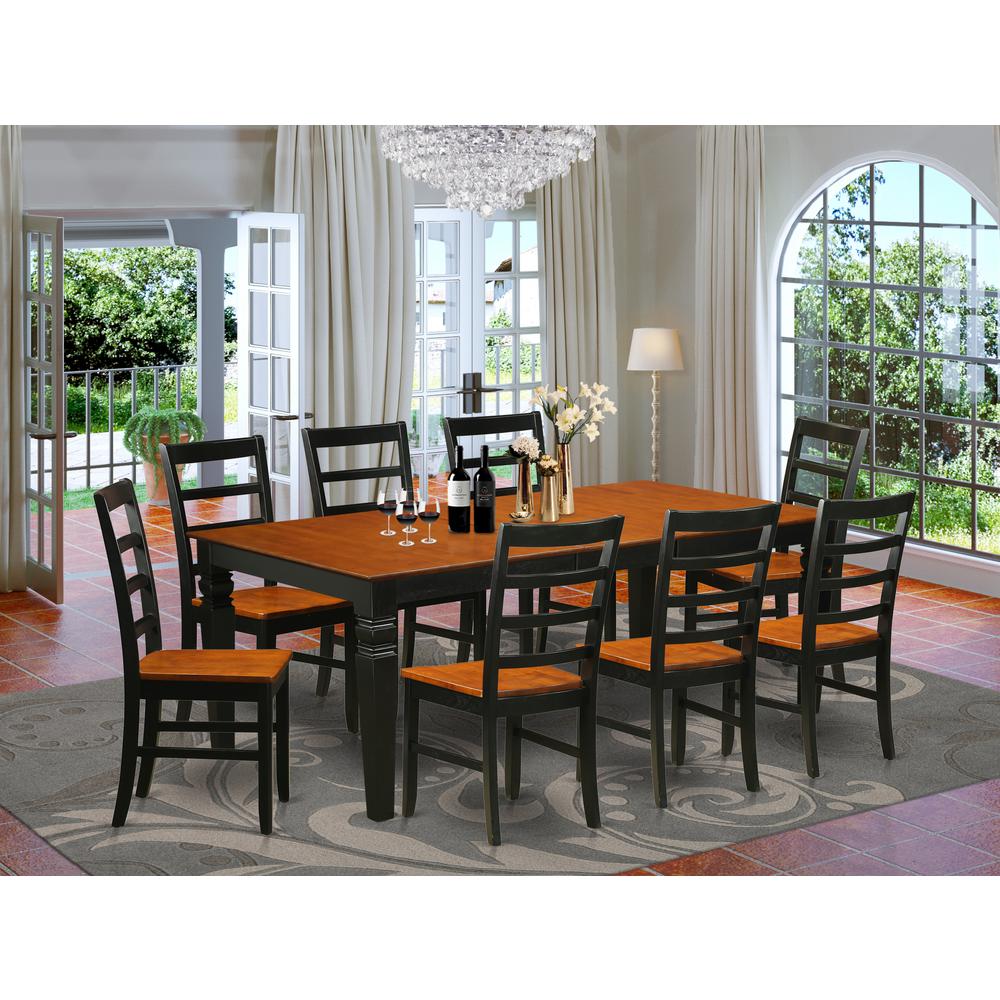 9  PcTable  and  chair  set  with  a  Dining  Table  and  8  Dining  Chairs  in  Black  and  Cherry. Picture 4