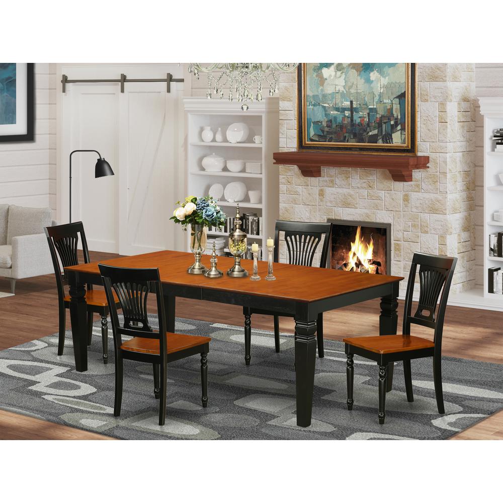 5  PcTable  and  chair  set  with  a  Dining  Table  and  4  Kitchen  Chairs  in  Black  and  Cherry. Picture 4