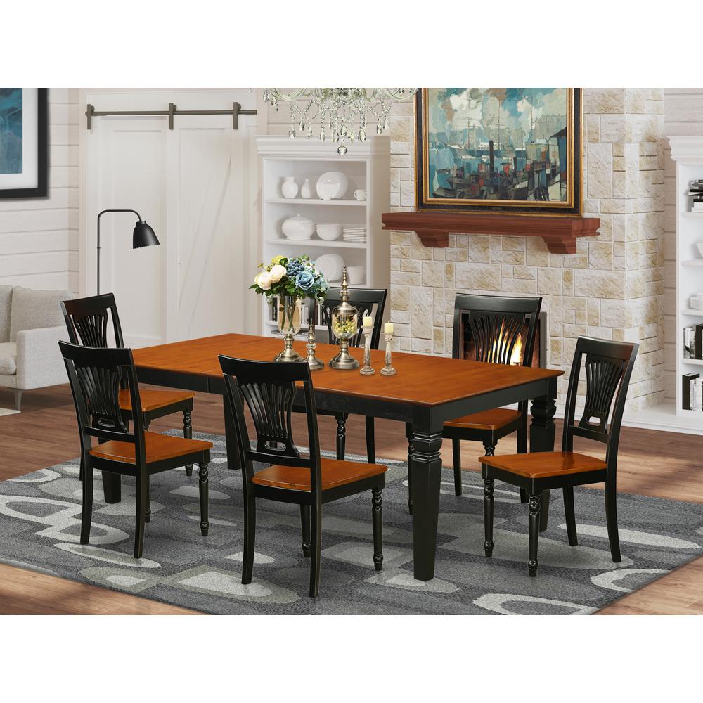 7  PC  Kitchen  Table  set  with  a  Dining  Table  and  6  Kitchen  Chairs  in  Black  and  Cherry. Picture 4