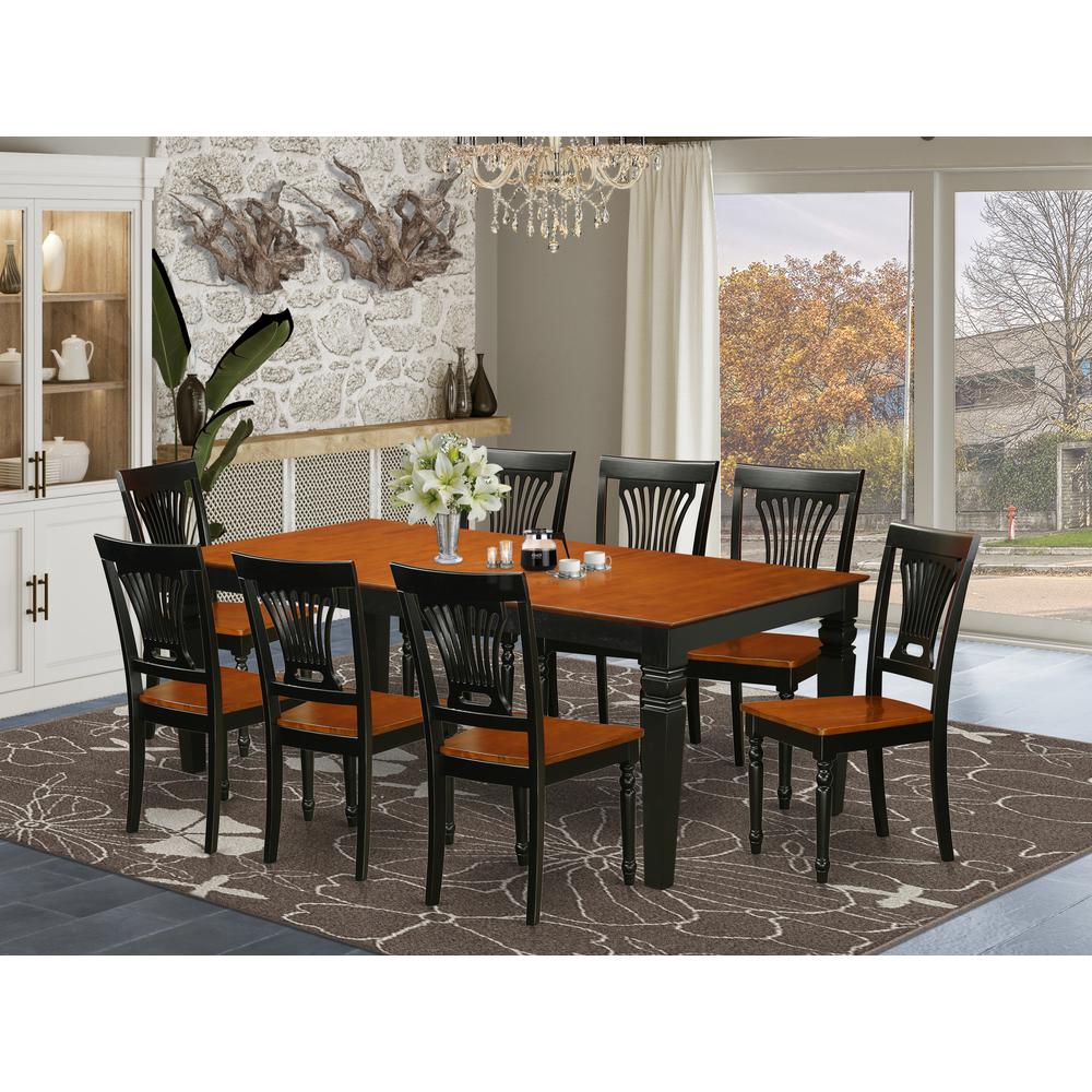 9  PC  Table  and  chair  set  with  a  Table  and  8  Dining  Chairs  in  Black  and  Cherry. Picture 4
