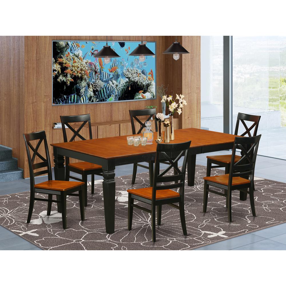 7  PcKitchen  Table  set  with  a  Dining  Table  and  6  Dining  Chairs  in  Black  and  Cherry. Picture 4