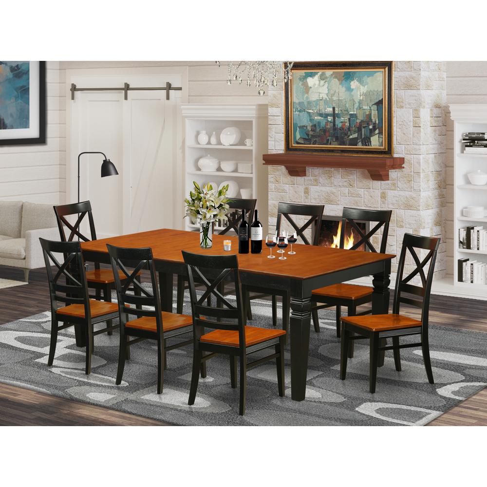 9  PcKitchen  Table  set  with  a  Dining  Table  and  8  Kitchen  Chairs  in  Black  and  Cherry. Picture 4