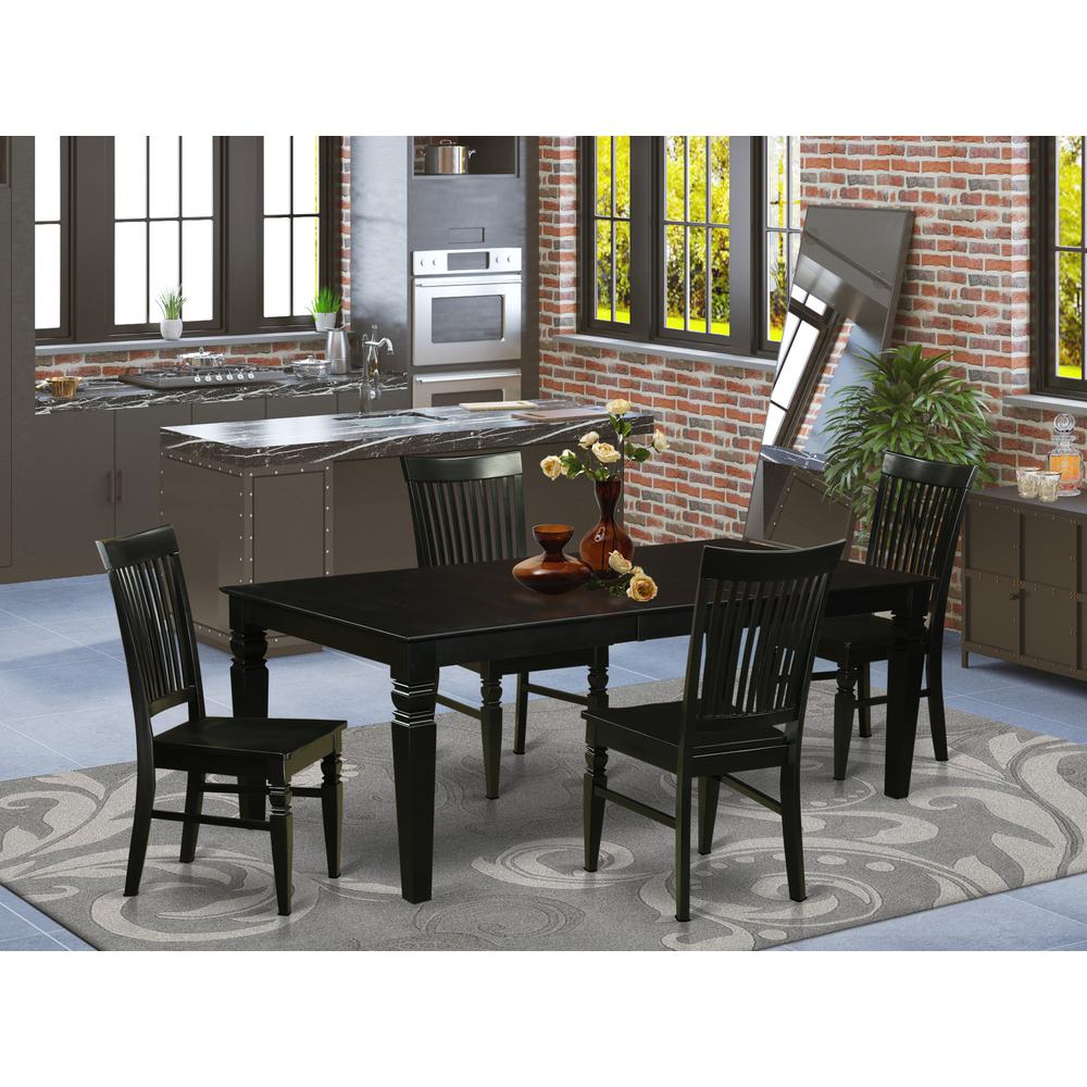 5  Pc  Dinette  set  with  a  Kitchen  Table  and  4  Wood  Dining  Chairs  in  Black. Picture 4