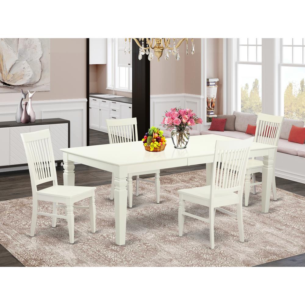 5  PC  Dining  room  set  with  a  Dining  Table  and  4  Dining  Chairs  in  Linen  White. Picture 4