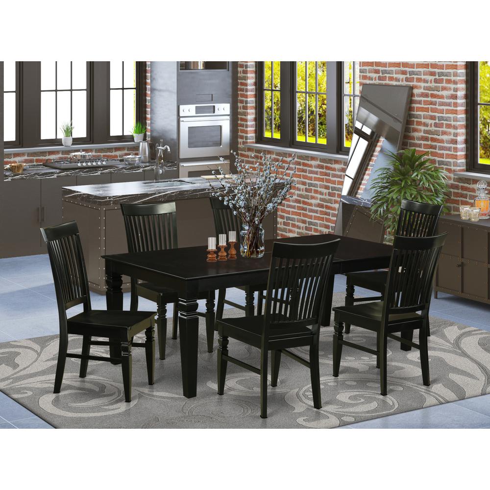 7  Pc  Kitchen  table  set  with  a  Dinning  Table  and  6  Wood  Kitchen  Chairs  in  Black. Picture 4