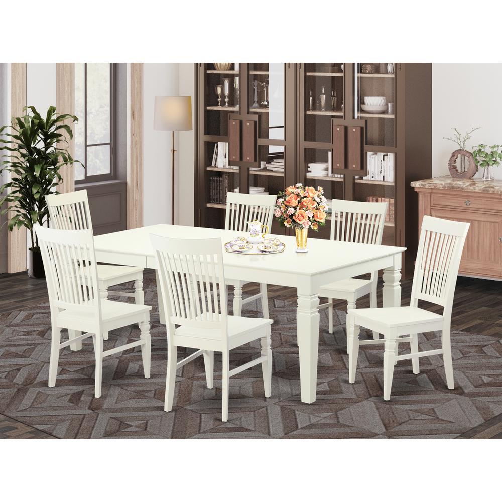 7  PC  Dining  room  set  with  a  Table  and  6  Dining  Chairs  in  Linen  White. Picture 4