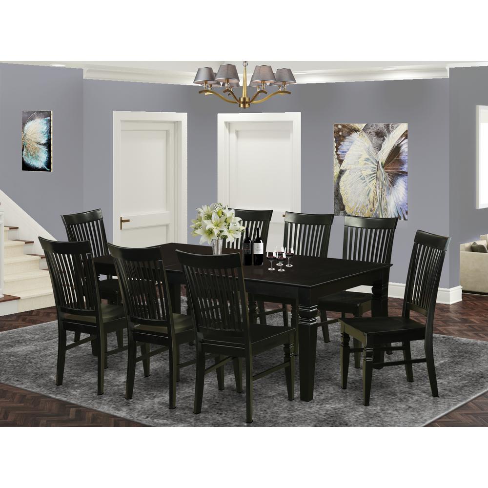 9  Pc  Dining  set  with  a  Dinning  Table  and  8  Wood  Kitchen  Chairs  in  Black. Picture 4