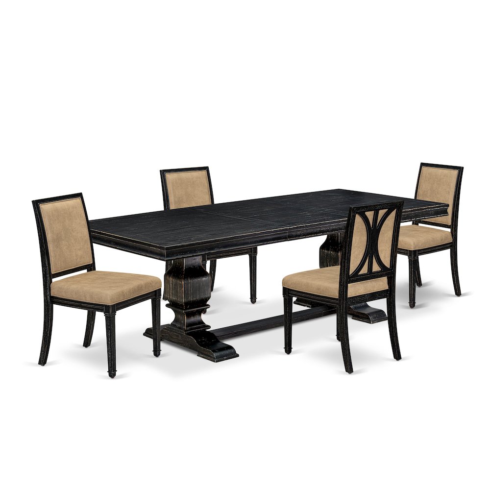 5 piece Dining Table Set includes a Dining Table and 4 Dark Grey Kitchen Chairs. Picture 1