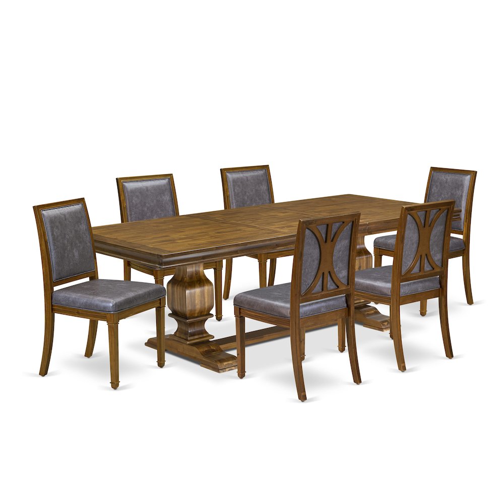 7 piece Dining Set consists of a Dining Table and 6 PU Leather Kitchen Chairs. Picture 1
