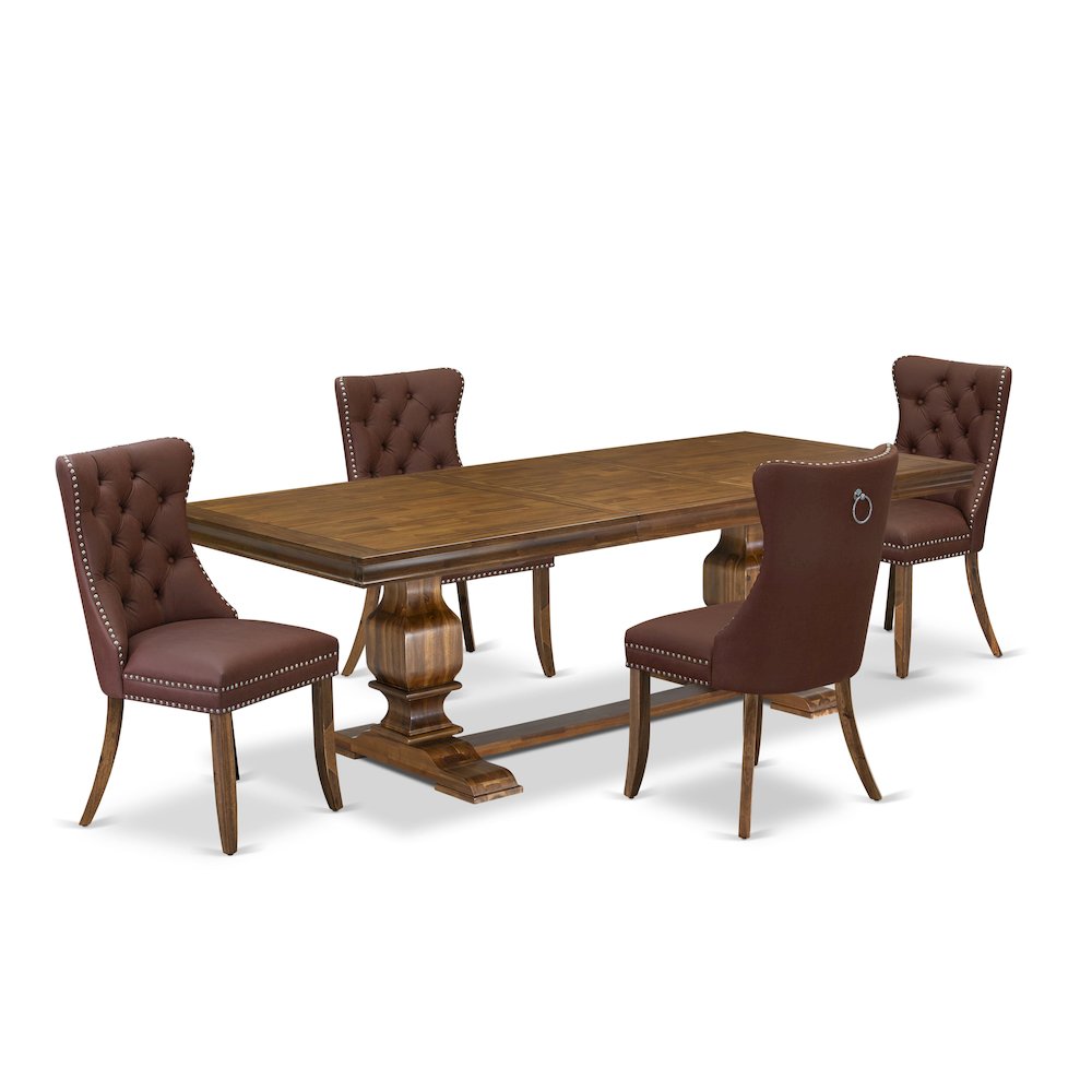 5 piece Dining Table Set a Modern Dining Table and 4 Faux Leather Kitchen Chairs. Picture 1