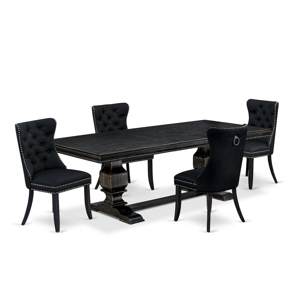 5 piece kitchen set a breakfast table and 4 Linen Fabric parson chairs. Picture 1