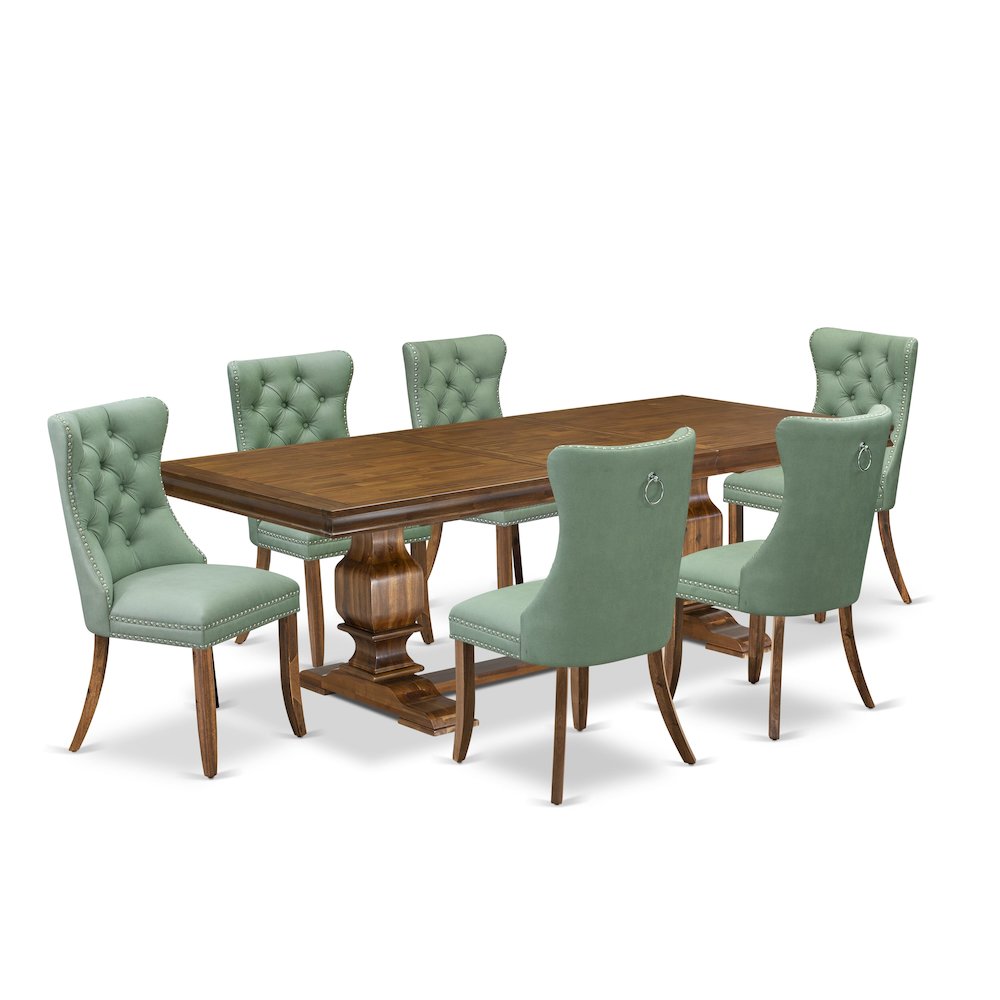 7 piece Kitchen Table Set includes a Dining Table and 6 PU Leather Dinner Chairs. Picture 1