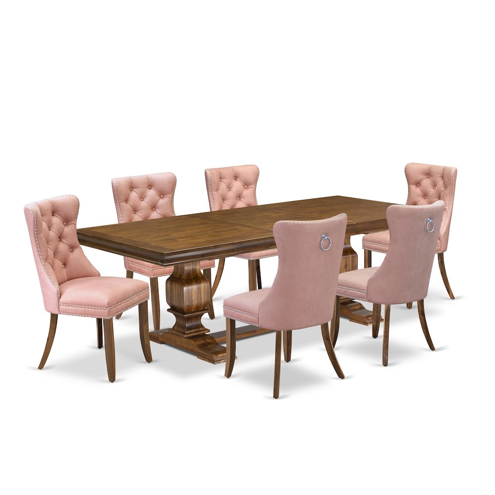 7 piece Dining Table Set of a Kitchen Table and 6 Modern Dining Chairs. Picture 1