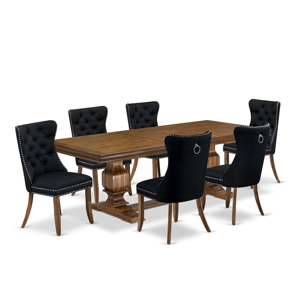 7 Pieces Dining Set Contains a Rectangle Kitchen Table and 6 Modern Chairs. Picture 1