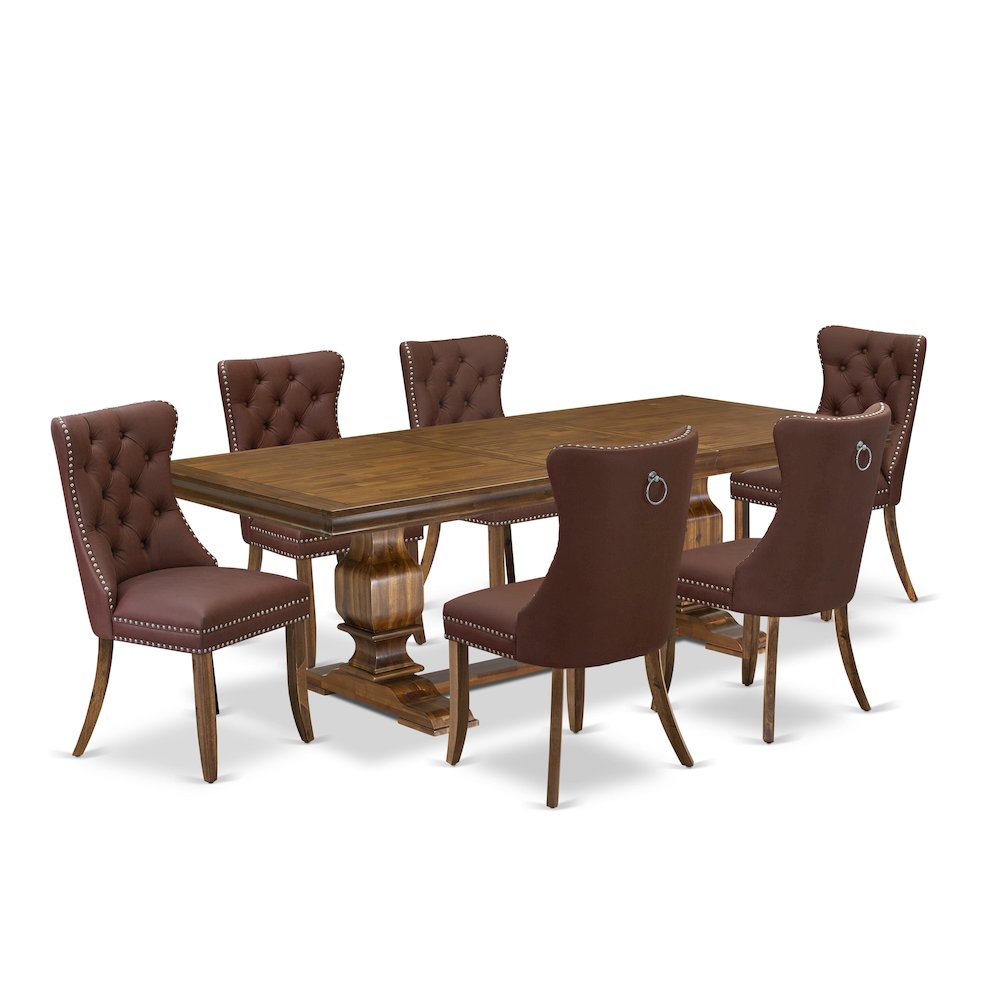 7 piece Modern Dining Table Set of a Kitchen Table and 6 Dinner Chairs. Picture 1