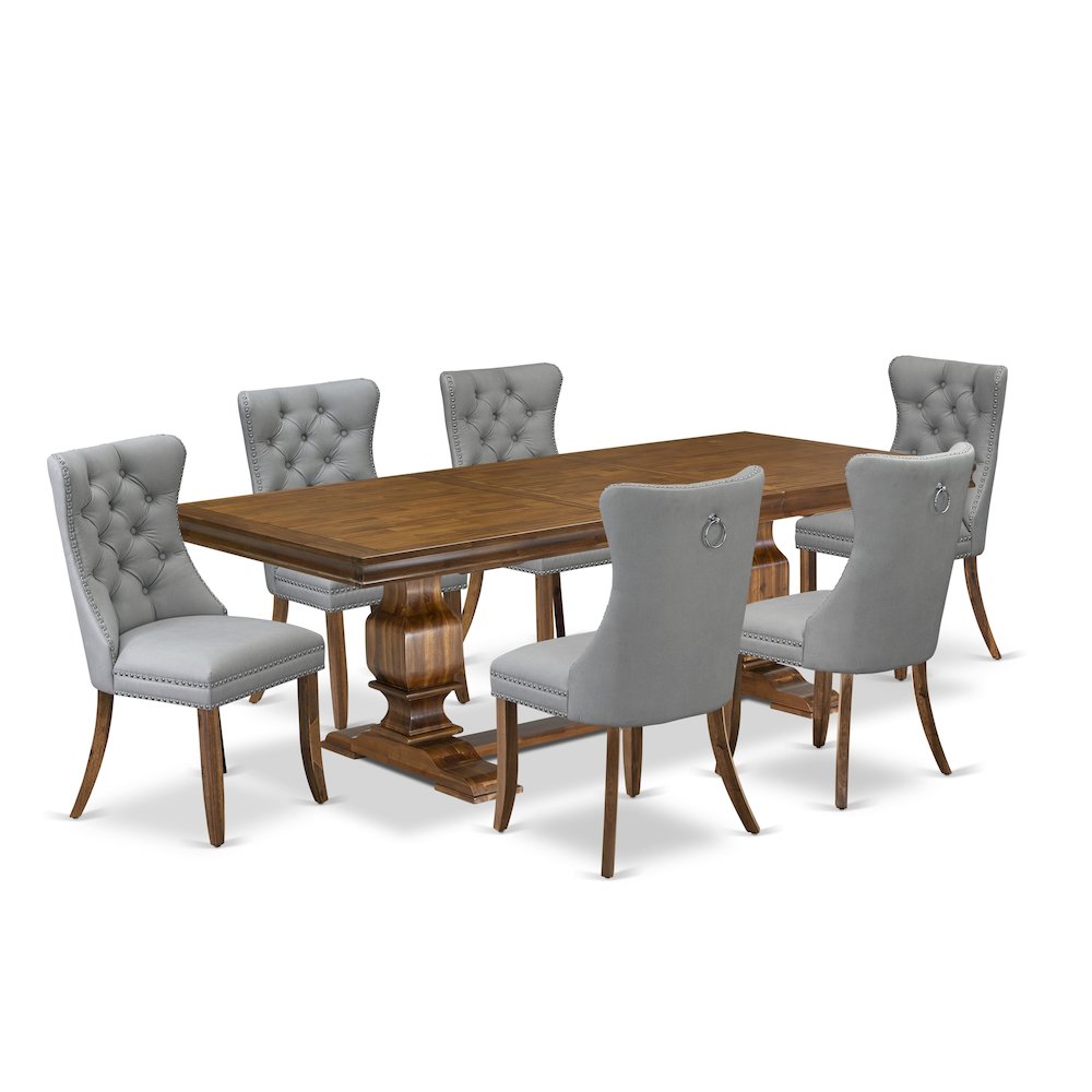 7 Pieces Dining Set Contains a Rectangle Kitchen Table and 6 Modern Chairs. Picture 1