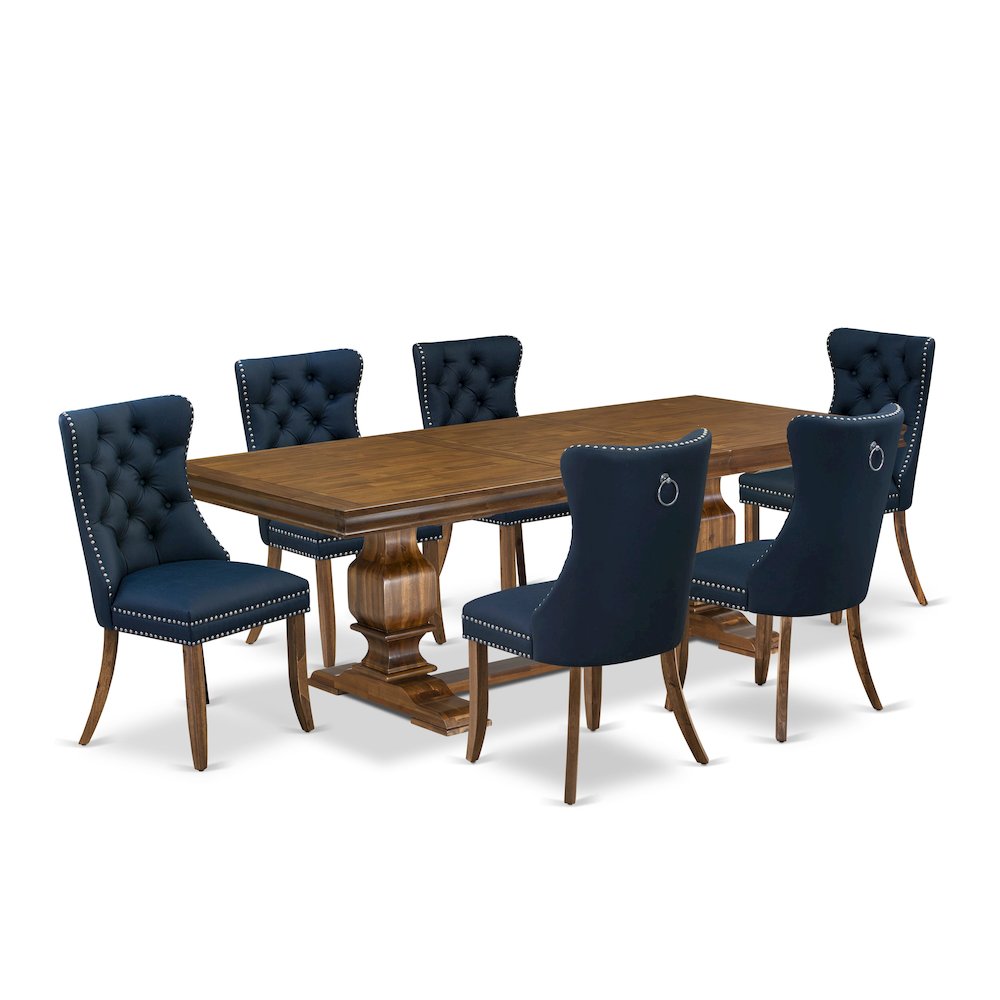 7 Pieces Dining Set Contains a Rectangle Kitchen Table and 6 Modern Chairs. Picture 1