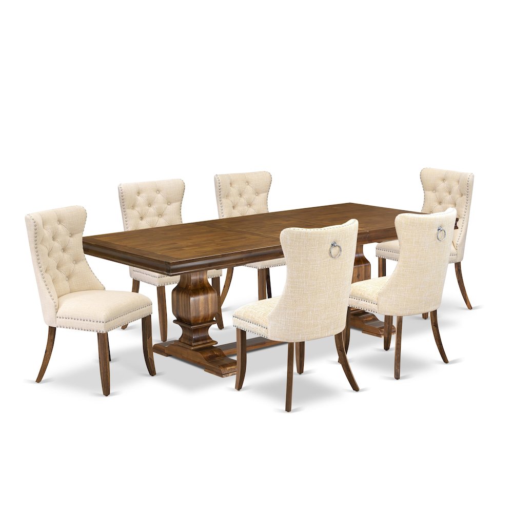 7 Pieces Dining Set Contains a Rectangle Kitchen Table and 6 Modern Chairs. Picture 1