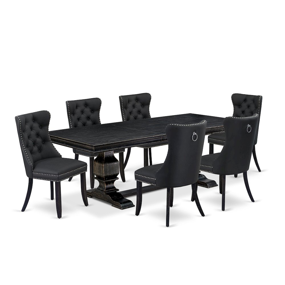 7 Pieces Dining Set Contains a Rectangle Kitchen Table and 6 Modern Chairs. Picture 1