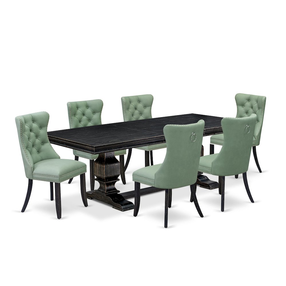 7 Pieces Dining Set Contains a Rectangle Kitchen Table and 6 Modern Chairs. Picture 1