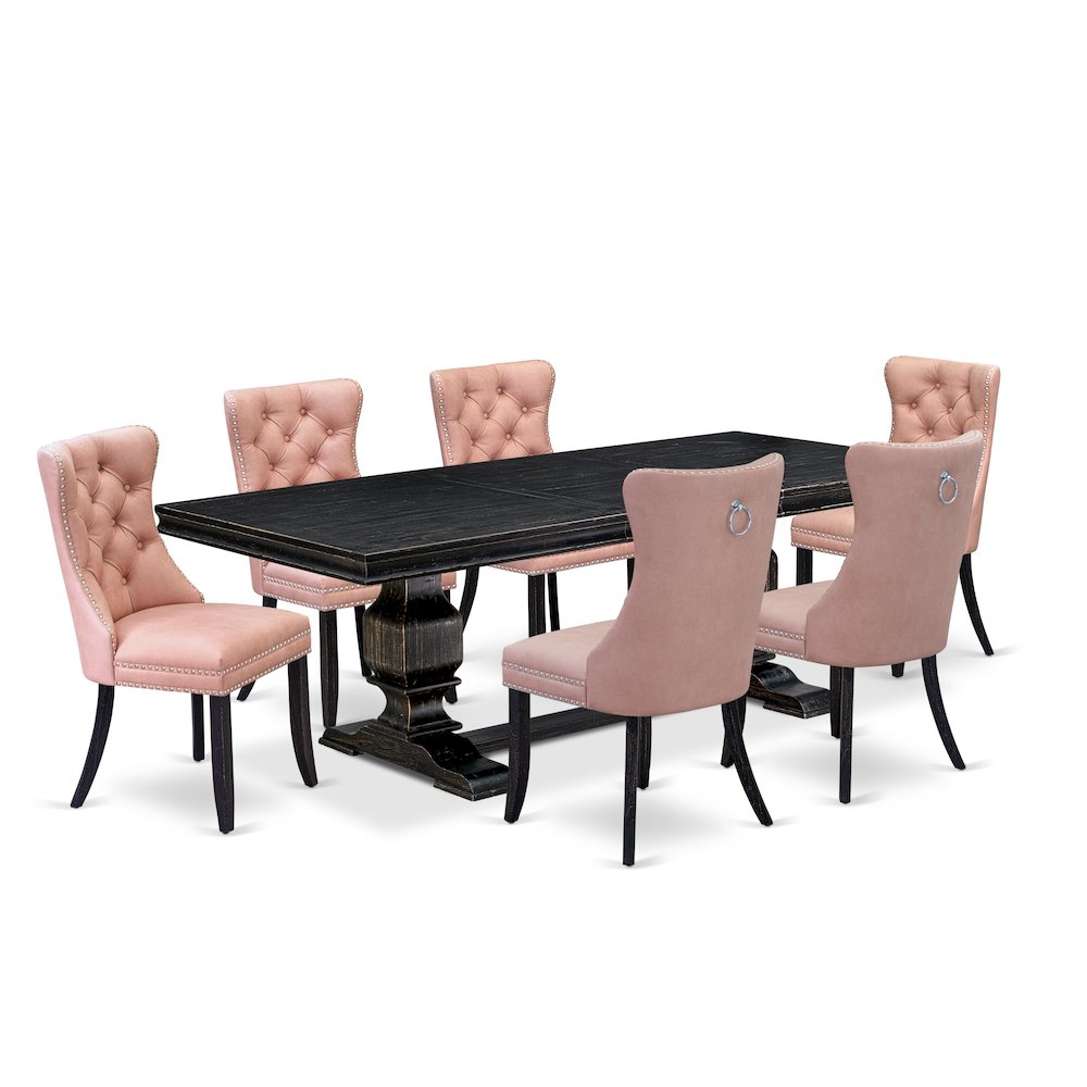 7 Pieces Dining Set Contains a Rectangle Kitchen Table and 6 Modern Chairs. Picture 1