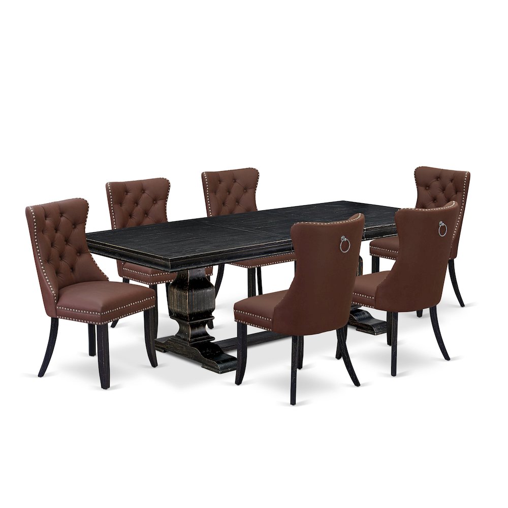 7 piece dining room set a dining table and 6 Faux Leather dining room Chairs. Picture 1