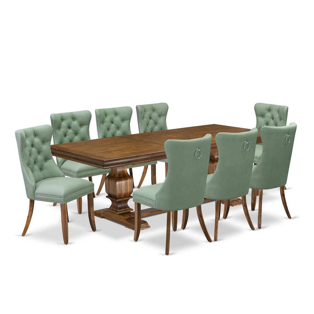 9 piece Dining Room Set includes a Kitchen Table and 8 Modern Dining Chairs. Picture 1