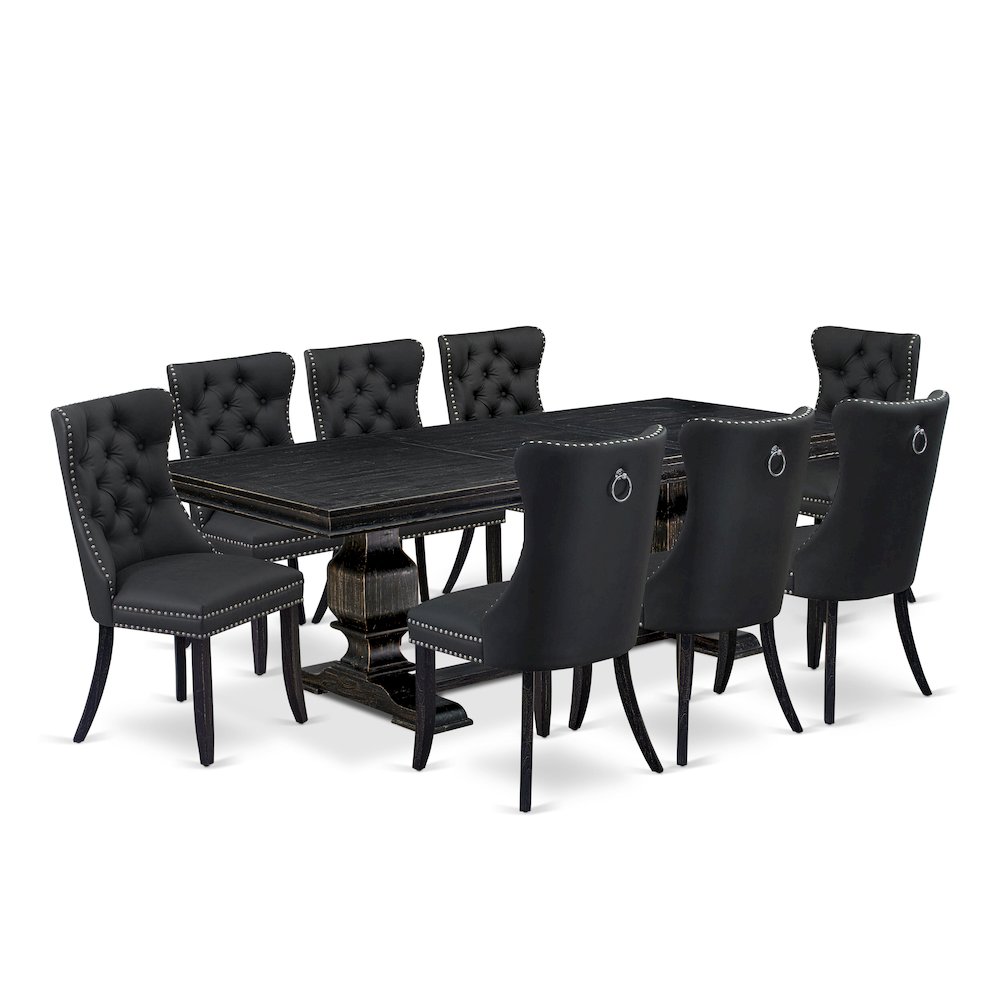 9 Pieces Dining Table Set a Rectangle Table and 8 Dining Chairs. Picture 1