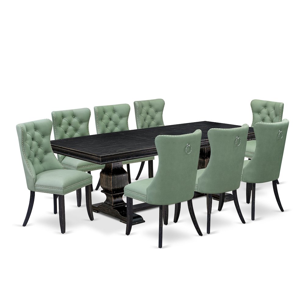 9 Pieces Dining Table Set a Rectangle Table and 8 Dining Chairs. Picture 1