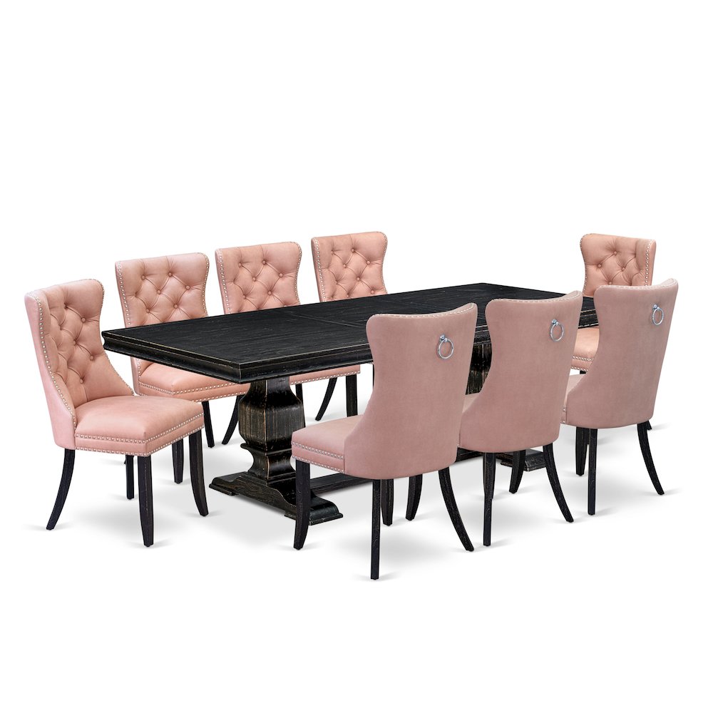 9 Pieces Dining Table Set a Rectangle Table and 8 Dining Chairs. Picture 1