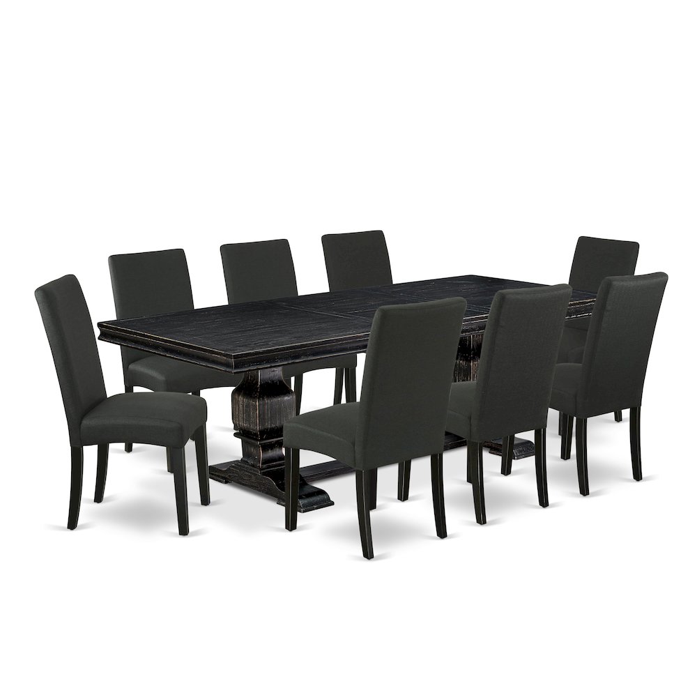 9 piece modern kitchen table set of a breakfast table and 8 dining chairs. Picture 1