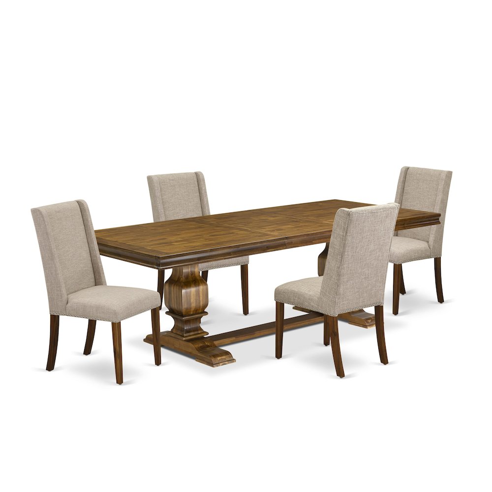 5 piece dining room set a dining table and 4 Linen Fabric kitchen chairs. Picture 1