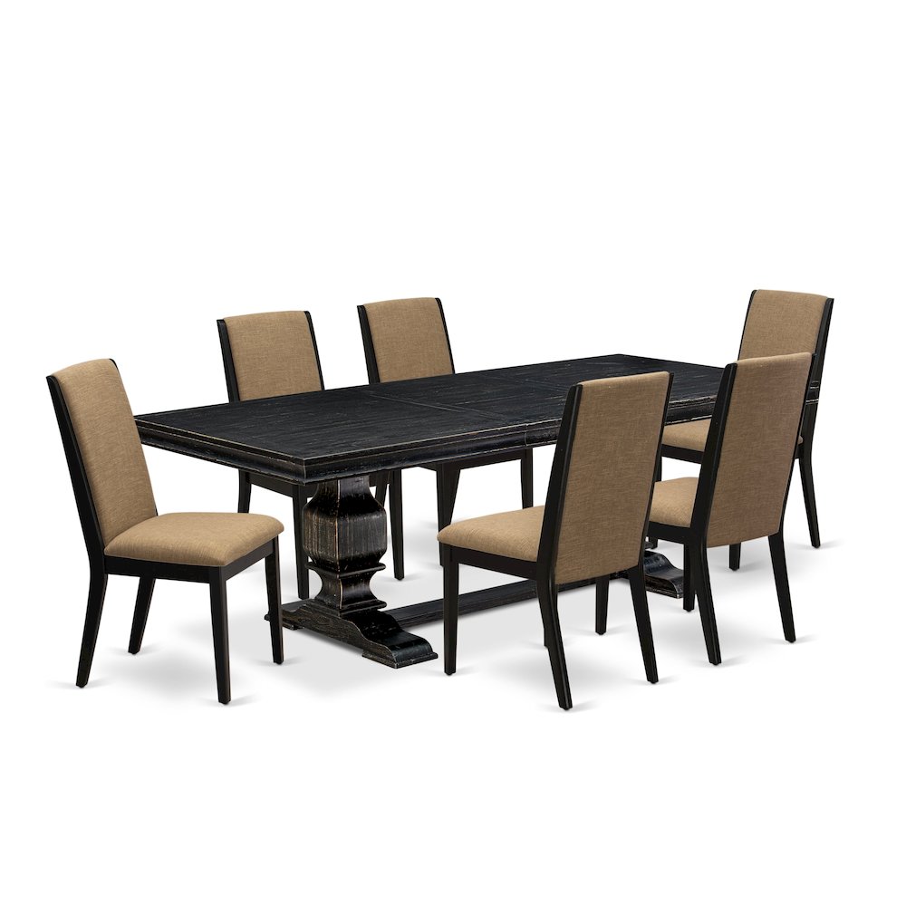 7 Pieces Kitchen Set of a Rectangular Dining Table and 6 Dining Room Chairs. Picture 1