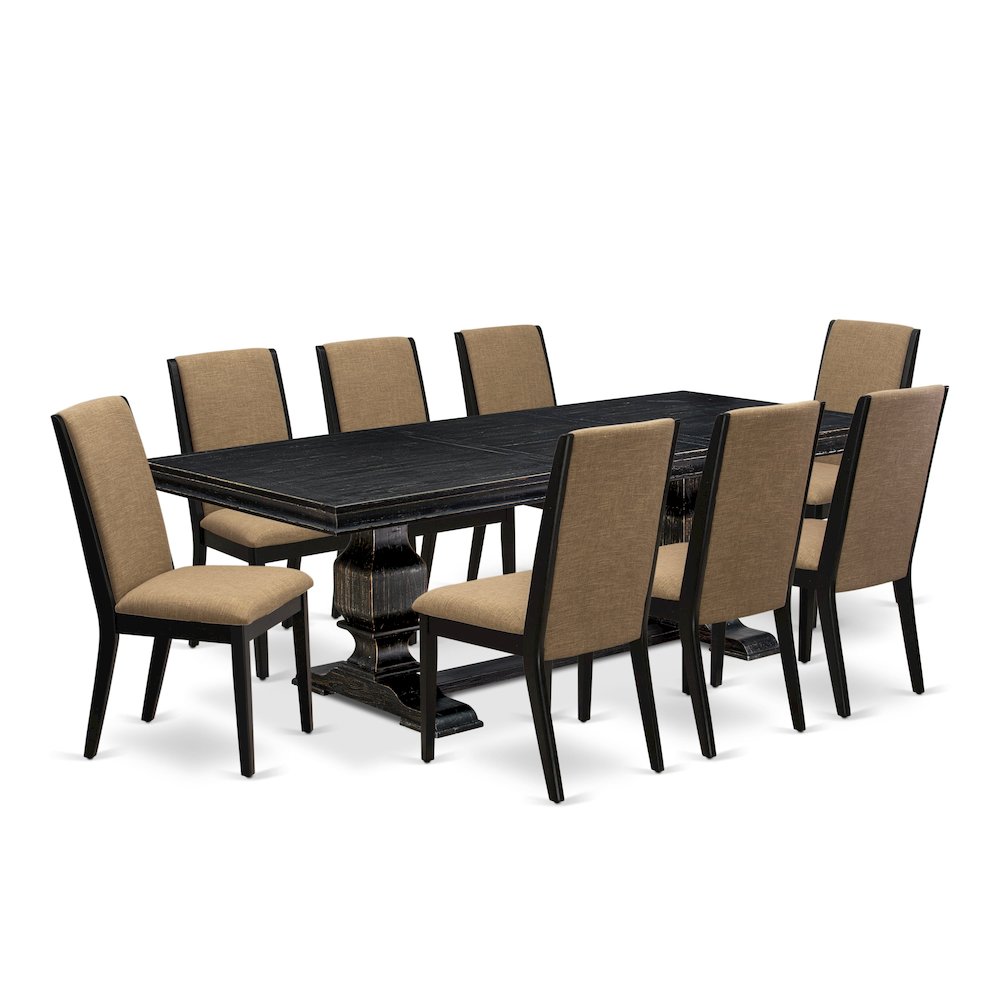 9 Pieces Kitchen table Set a Rectangular Dining Room Table and 8 Dining Chairs. Picture 1
