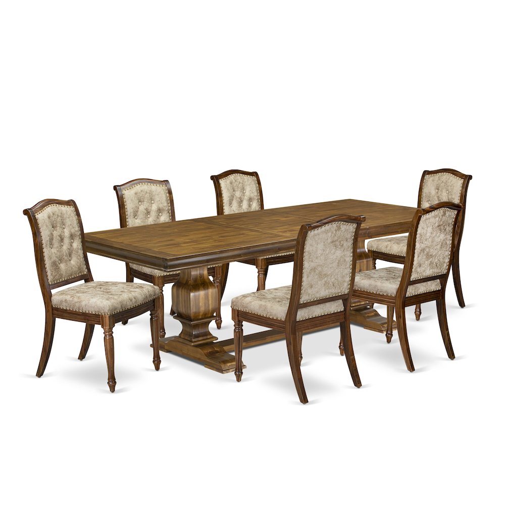 7 Pieces Kitchen table set a Rectangular Dining Table and 6 Dining Chairs. Picture 1