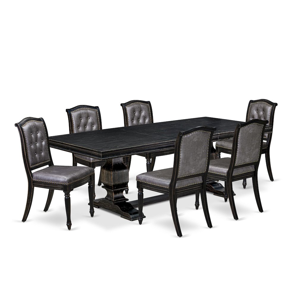 7 piece Dining Room Set of a Dinner Table and 6 Modern Dining Chairs. Picture 1
