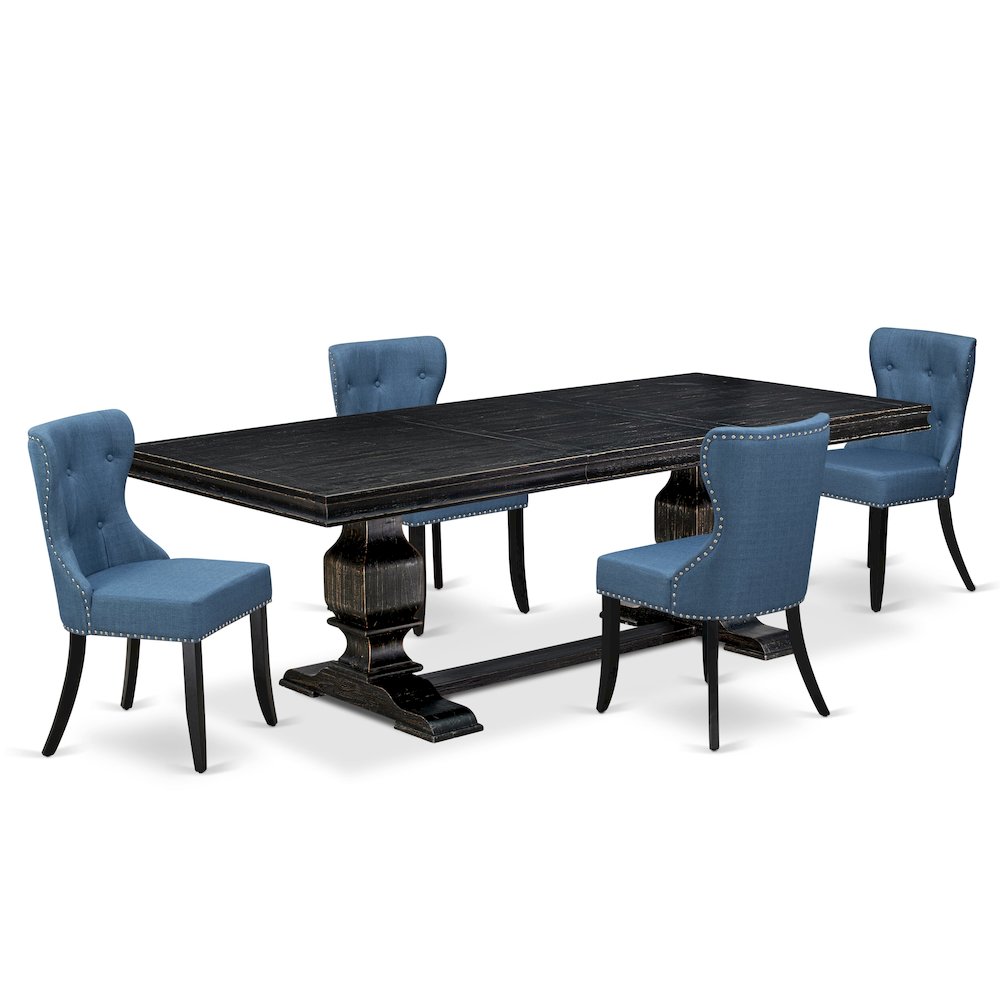 5 piece Dining Table Set of a Rectangular Dining Table and 4 Upholstered Chairs. Picture 1
