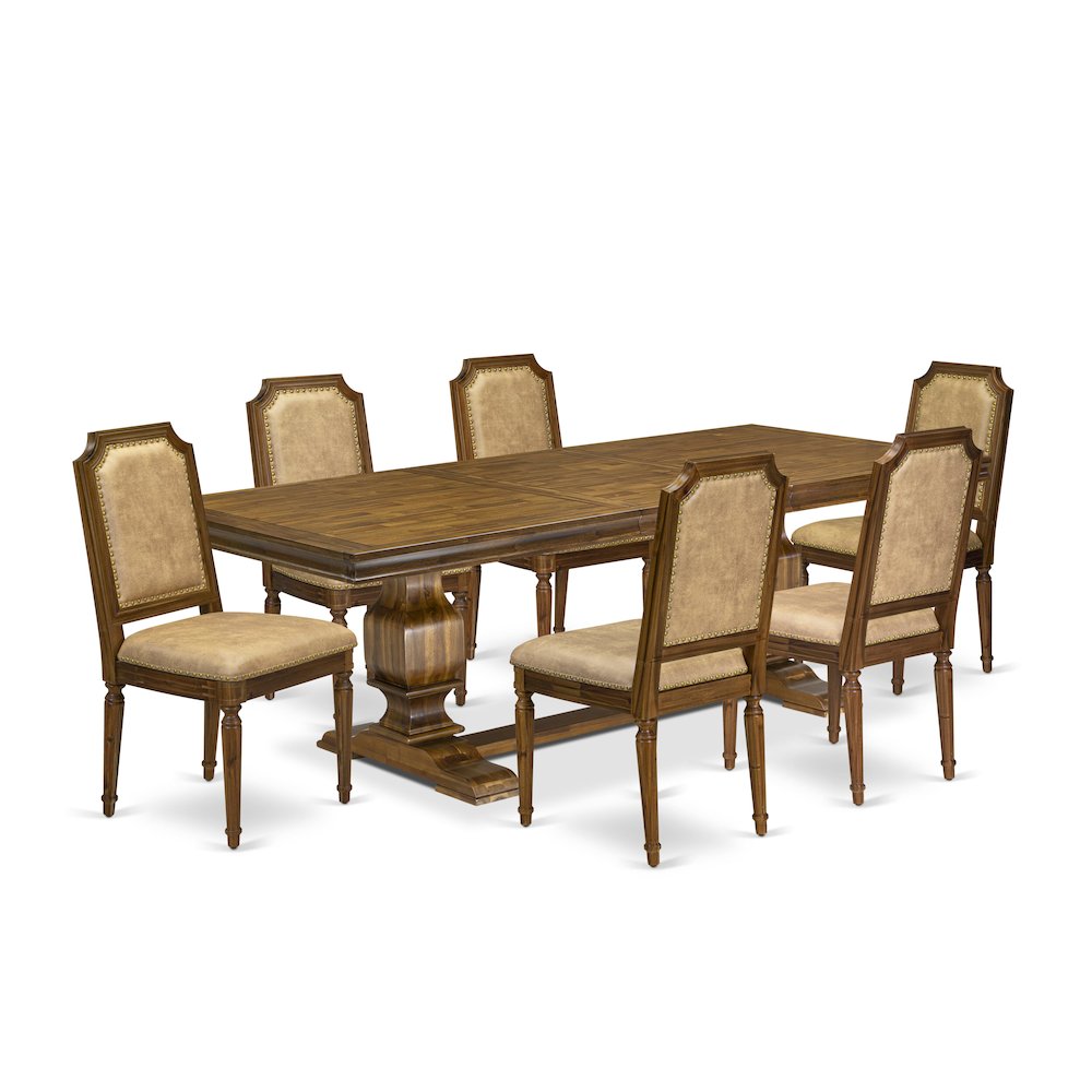 7 piece Dining Table Set a Modern Dining Table and 6 Dark Grey Kitchen Chairs. Picture 1