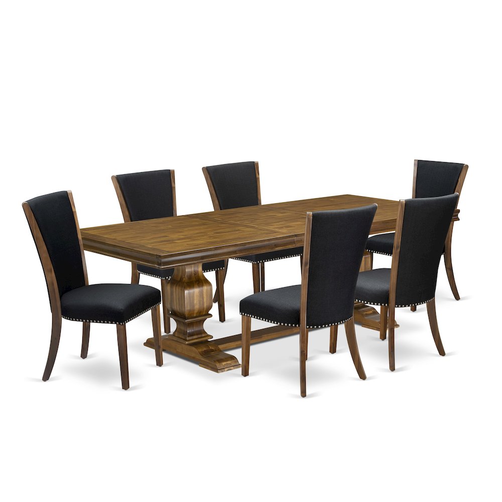 7 piece Mid Century Dining Table Set of a Kitchen Table and 6 Dinner Chairs. Picture 1