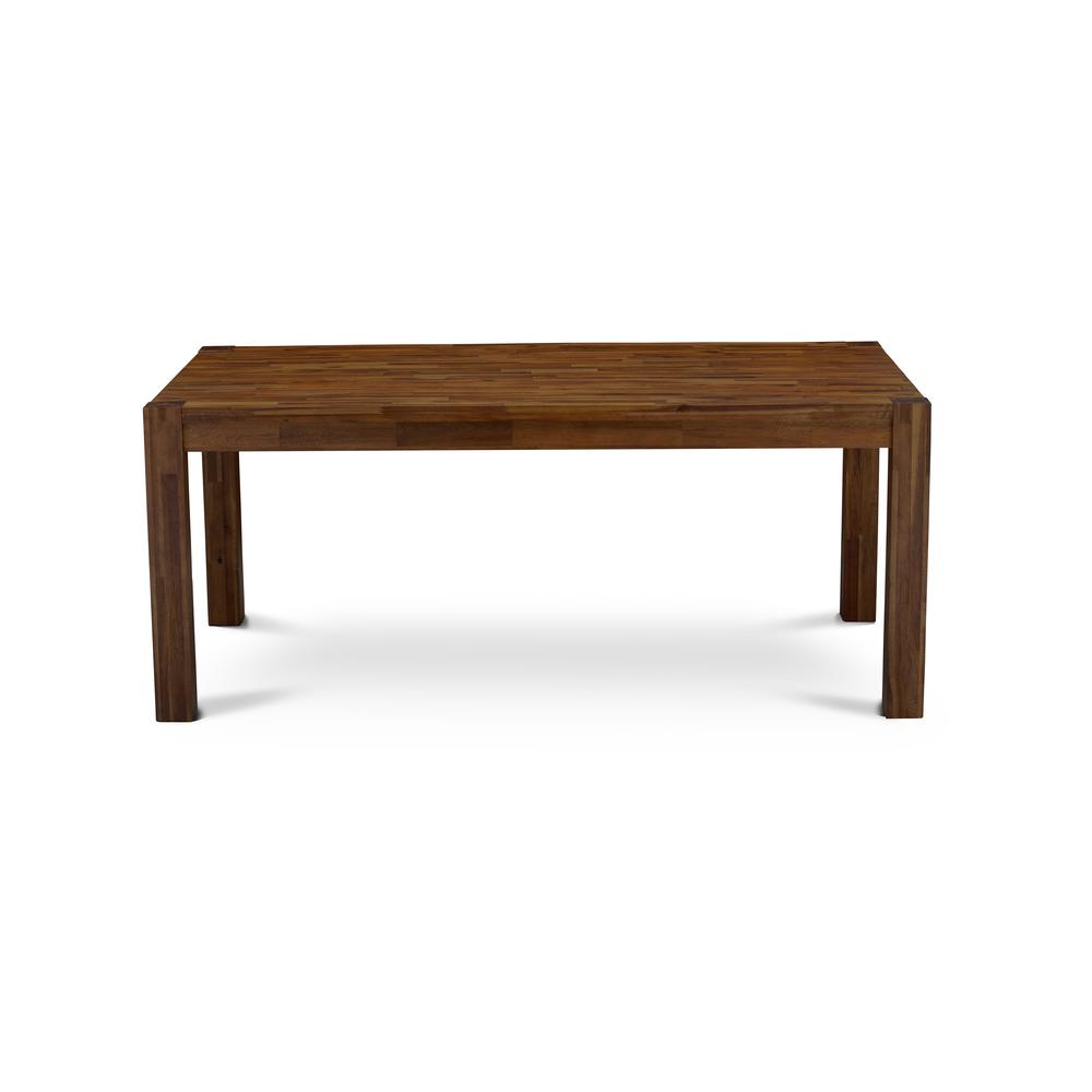 East West Furniture LM7-0N-T  Gorgeous Rectangular Small Dining Table with Antique Walnut Color Table Top Surface and Asian Wood Dinette Table Wooden Legs - Antique Walnut Finish. Picture 2