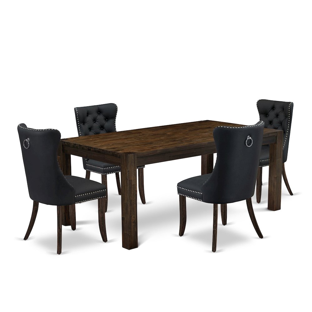 5 Piece Dinette Set Consists of a Rectangle Rustic Wood Dining Table. Picture 1