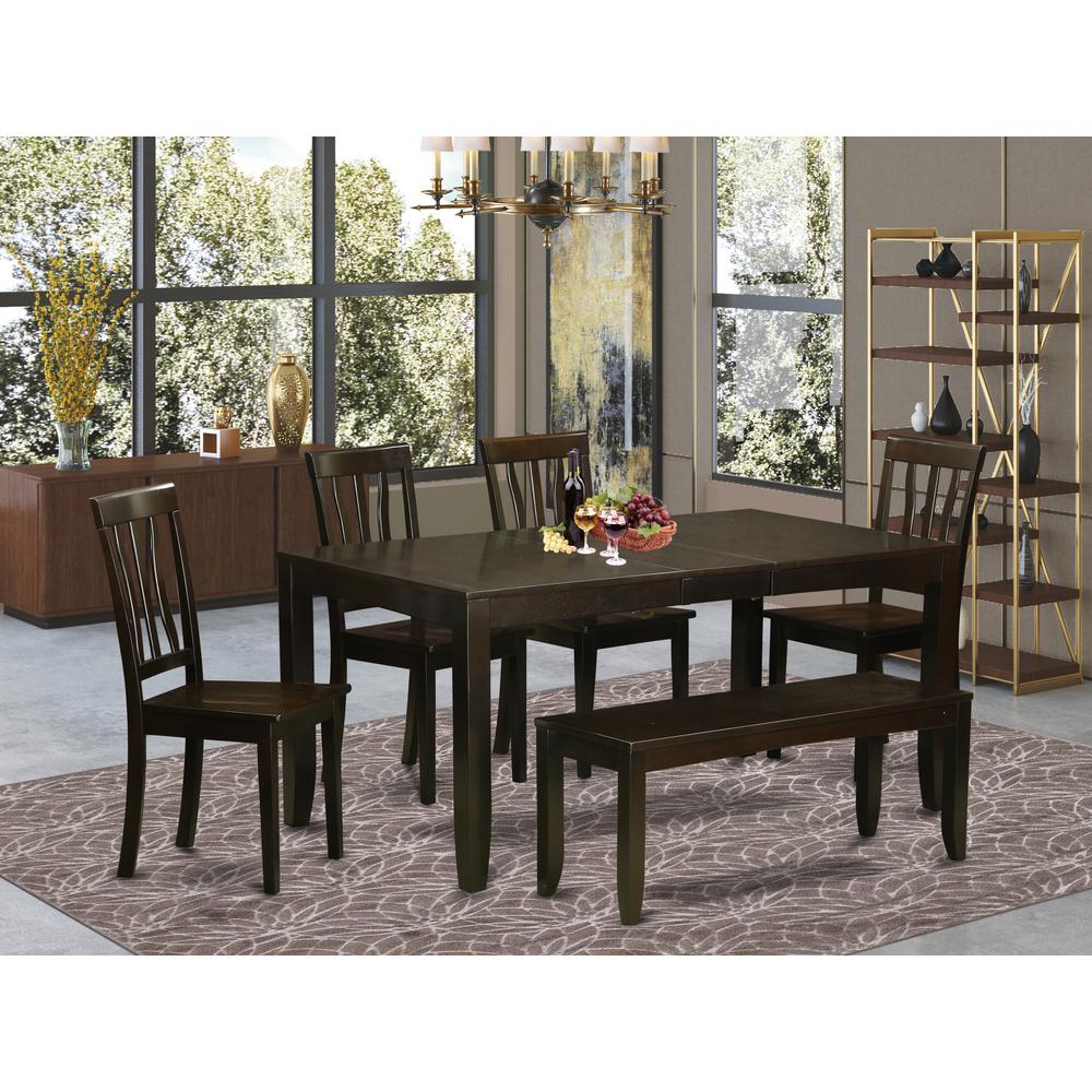 6  Pc  Kitchen  Table  with  bench-Table  with  Leaf  and  4  Dining  Chairs  and  Bench. Picture 6
